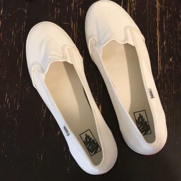 Vans White Slip On Flats Sneakers Shoes 